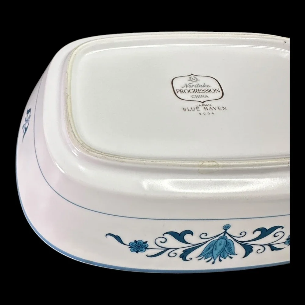 Blue Haven Noritake‎ Oval Vegetable Serving Bowl Rectangle Serving Platter 9004